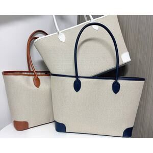 Carryall Beige Brown Shopper Tote Bag